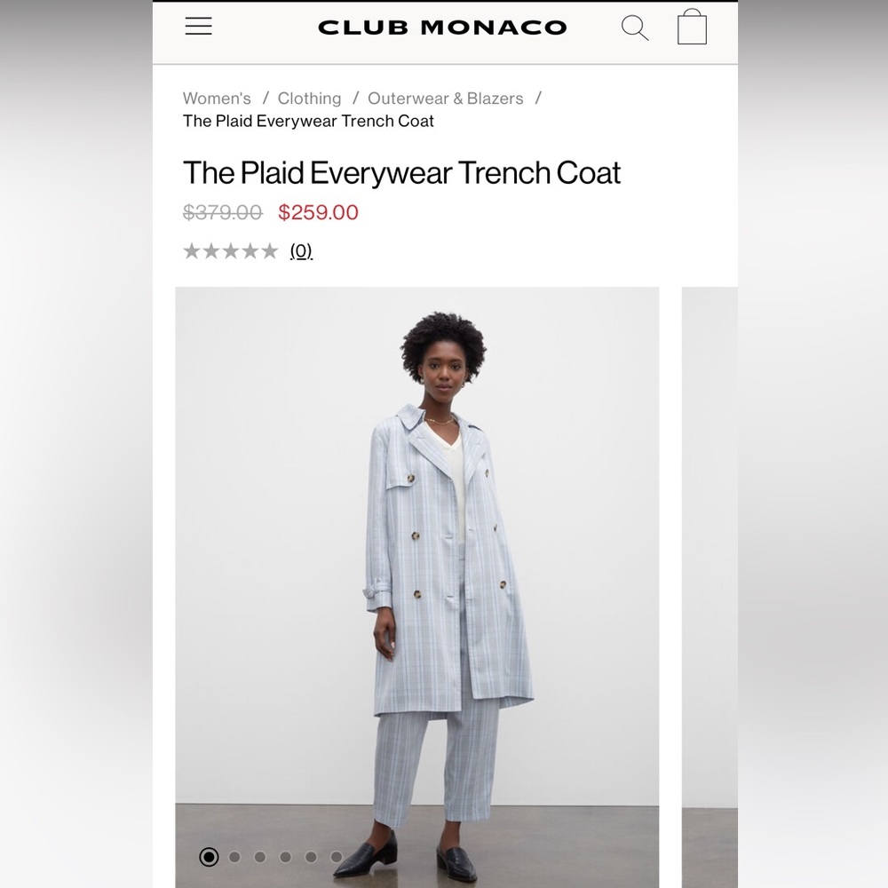 NWOT The Plaid Everywear Trench Coat, Size XS